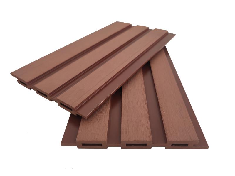 Wpc wall cladding hollow 3 square holes 166x15mm cherry panel long lifetime  mothproof for outdoor Featured Image