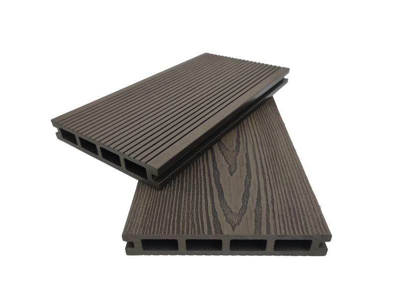 Embossed decking hollow 4 square holes wood grain surface  decking board 160x25mm high quality Featured Image