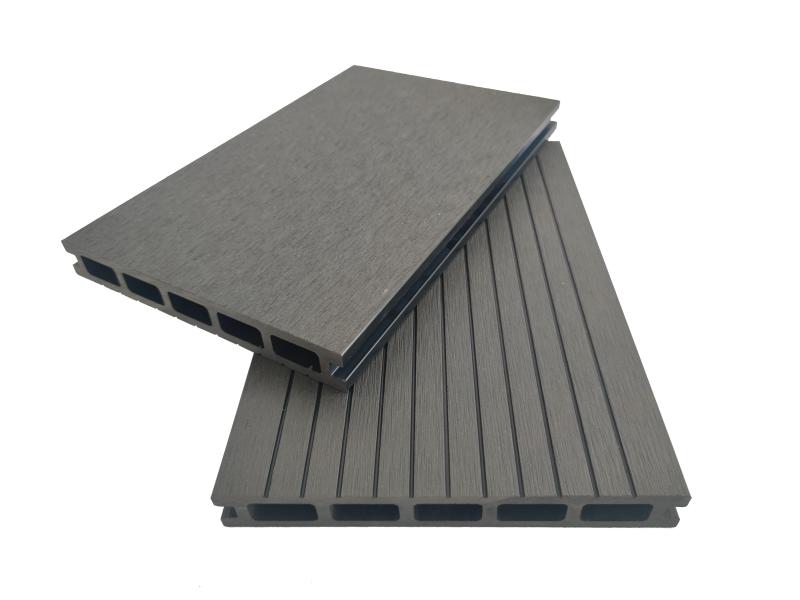 Traditional decking wpc hollow 5 square holes 190x25mm black with groove surface weather resistant for outdoor Featured Image